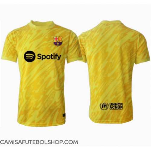 Camisa de time de futebol Barcelona Goleiro Replicas 1º Equipamento 2024-25 Manga Curta